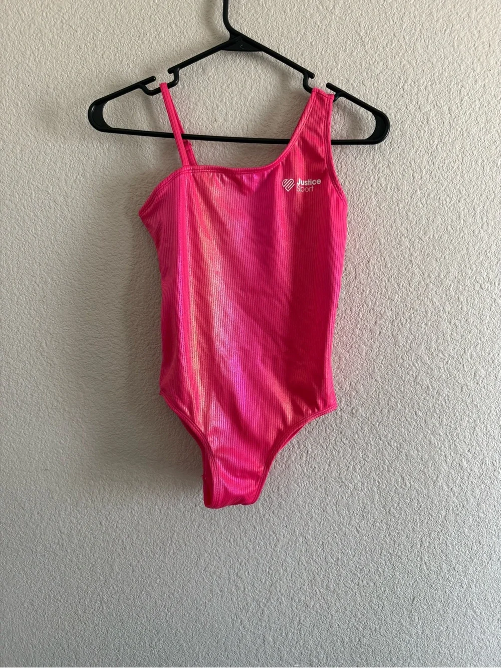 Justice Pink Asymmetrical Shine One-Piece
